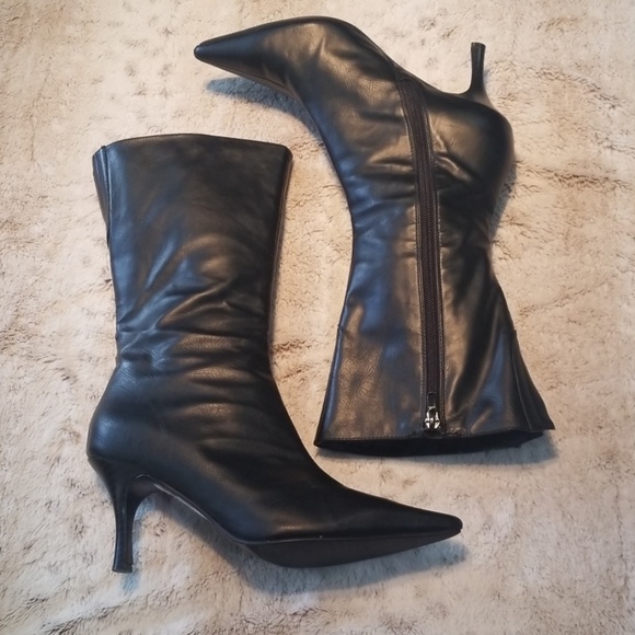 Charles David Shoes - Charles David Mid Calf Black Zipup Heeled Boots